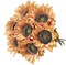 7PCS Vintage Sunflowers Artificial Flowers Silk Flower with Stem Fall Sunflower Decorations for Home Wedding Party Birthday Bulk Dark Center Single Autumn
